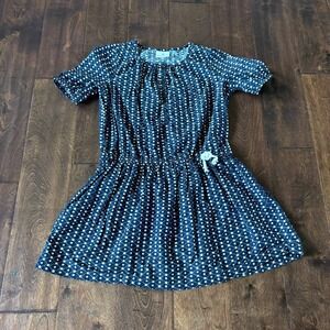 Hanna Andersson Girls 130 / 8 Dress Blue White Floral Summer Short Sleeve